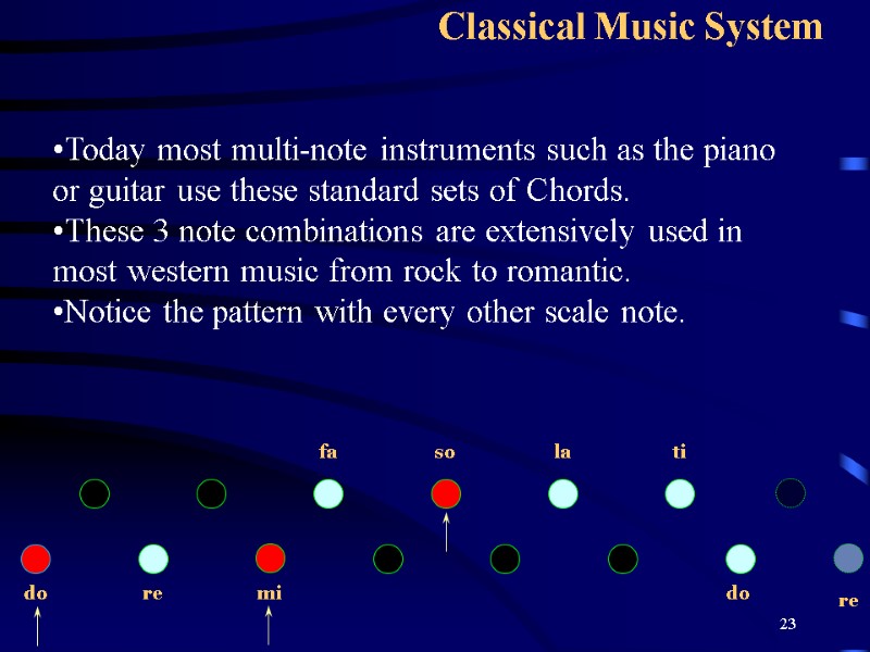 23 Classical Music System Today most multi-note instruments such as the piano or guitar